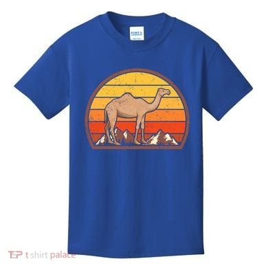 Sunset Camel Lover Gift Vintage Retro Camel Gift Kids T-Shirt
