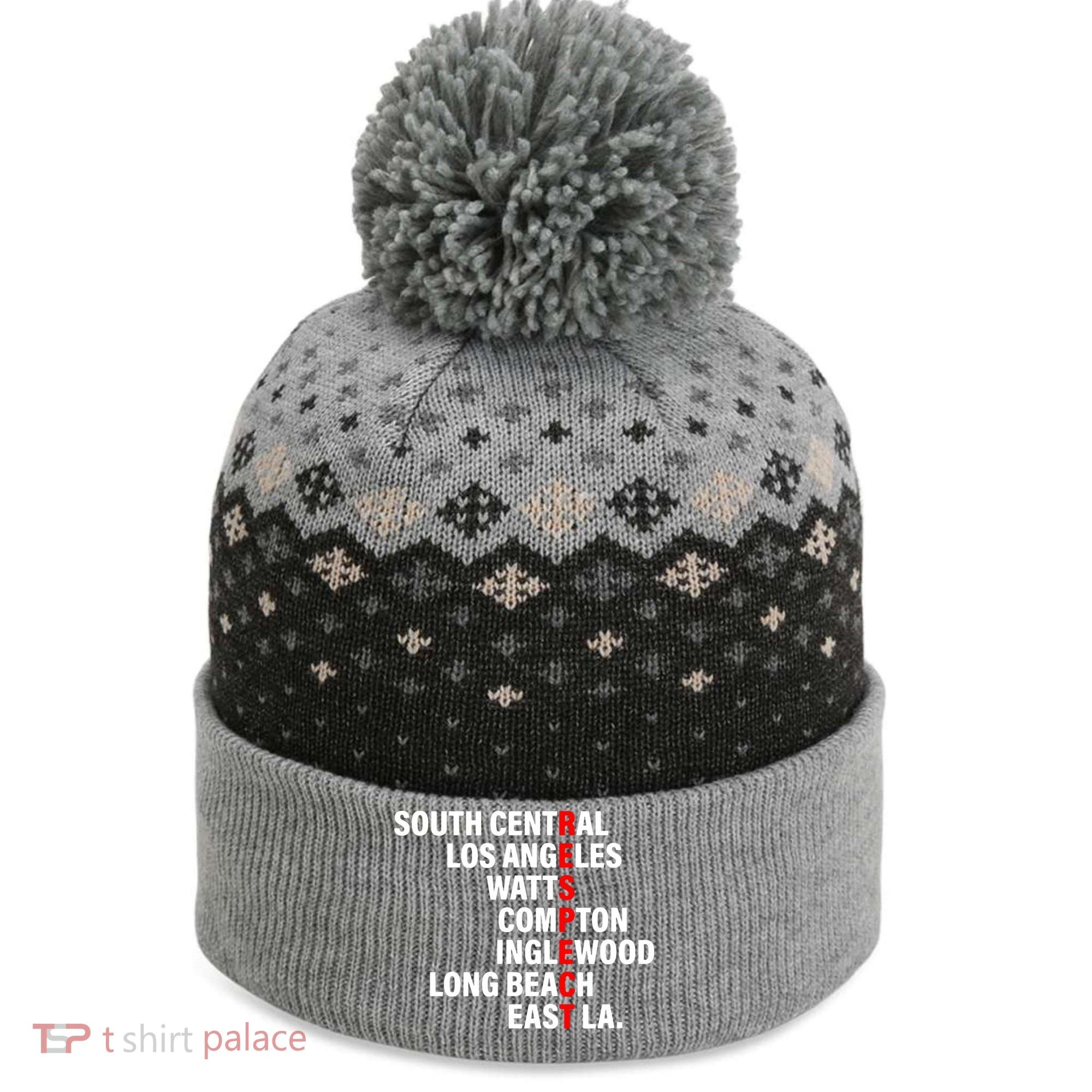 South Central Los Angeles Respect Watts Compton The Baniff Cuffed Pom Beanie