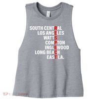South Central Los Angeles Respect Watts Compton Women's Racerback Cropped Tank thumb 0