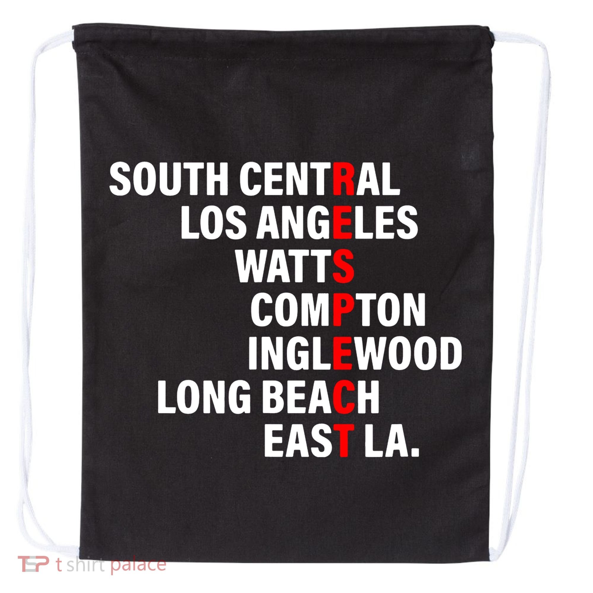 South Central Los Angeles Respect Watts Compton Drawstring Bag