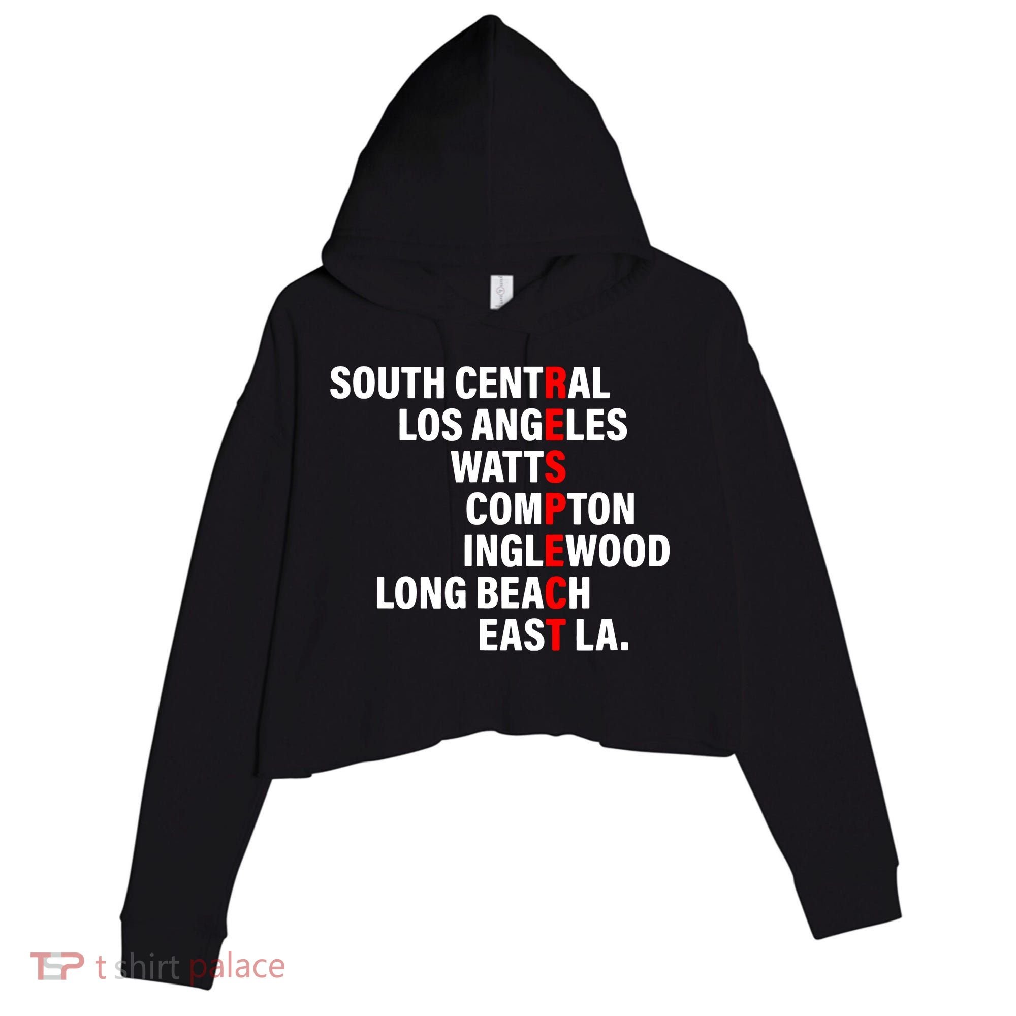 South Central Los Angeles Respect Watts Compton Crop Fleece Hoodie