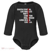 South Central Los Angeles Respect Watts Compton Baby Long Sleeve Bodysuit thumb 0
