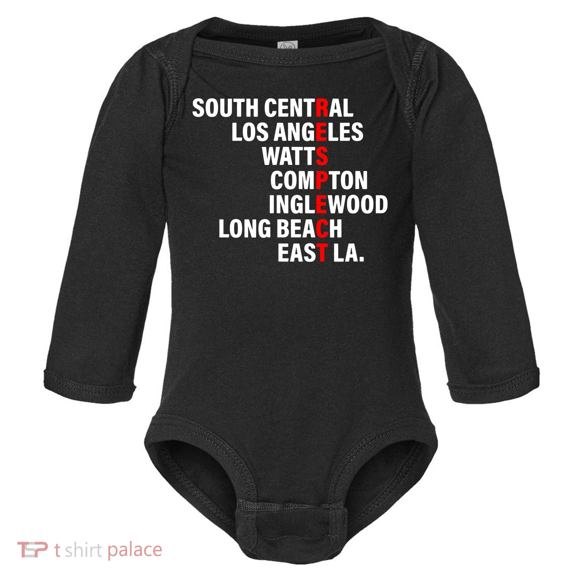 South Central Los Angeles Respect Watts Compton Baby Long Sleeve Bodysuit