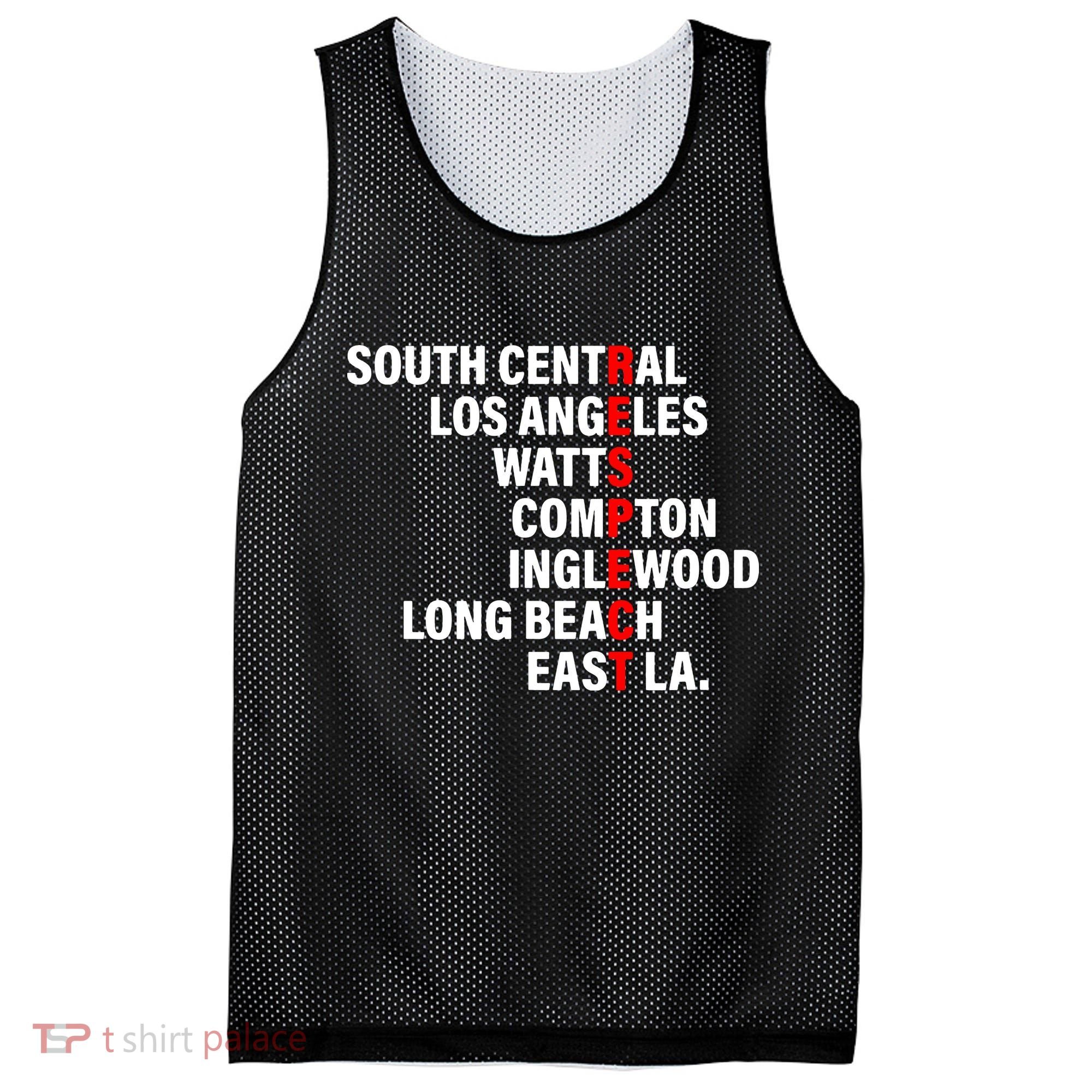 South Central Los Angeles Respect Watts Compton Mesh Reversible Basketball Jersey Tank