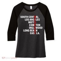 South Central Los Angeles Respect Watts Compton Women's Tri-Blend 3/4-Sleeve Raglan Shirt thumb 0
