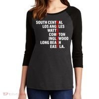 South Central Los Angeles Respect Watts Compton Women's Tri-Blend 3/4-Sleeve Raglan Shirt thumb 2