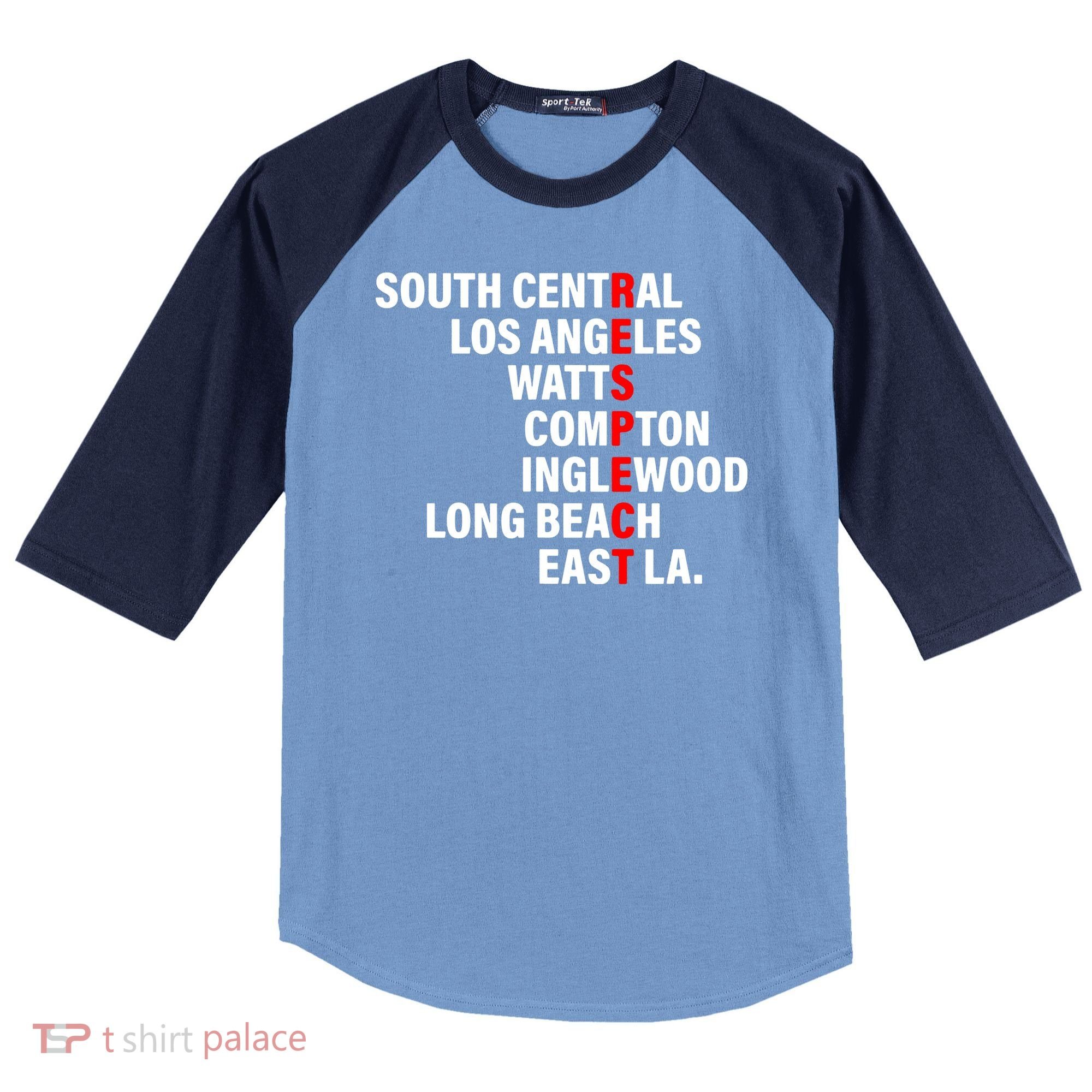 South Central Los Angeles Respect Watts Compton Raglan Baseball Sleeve Shirt