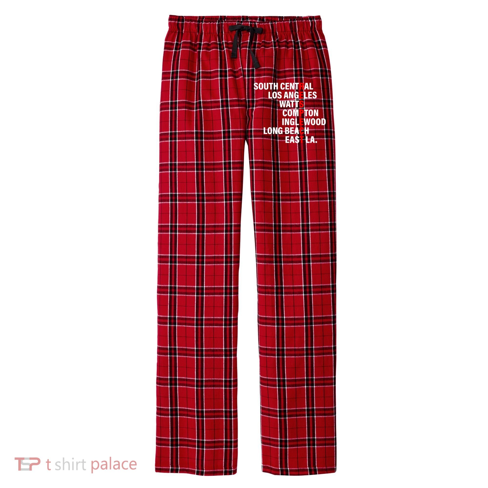 South Central Los Angeles Respect Watts Compton Men's Flannel Plaid Pajama Pants