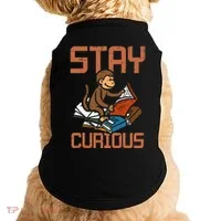 Stay Curious Monkey Reading Doggie Tank thumb 0