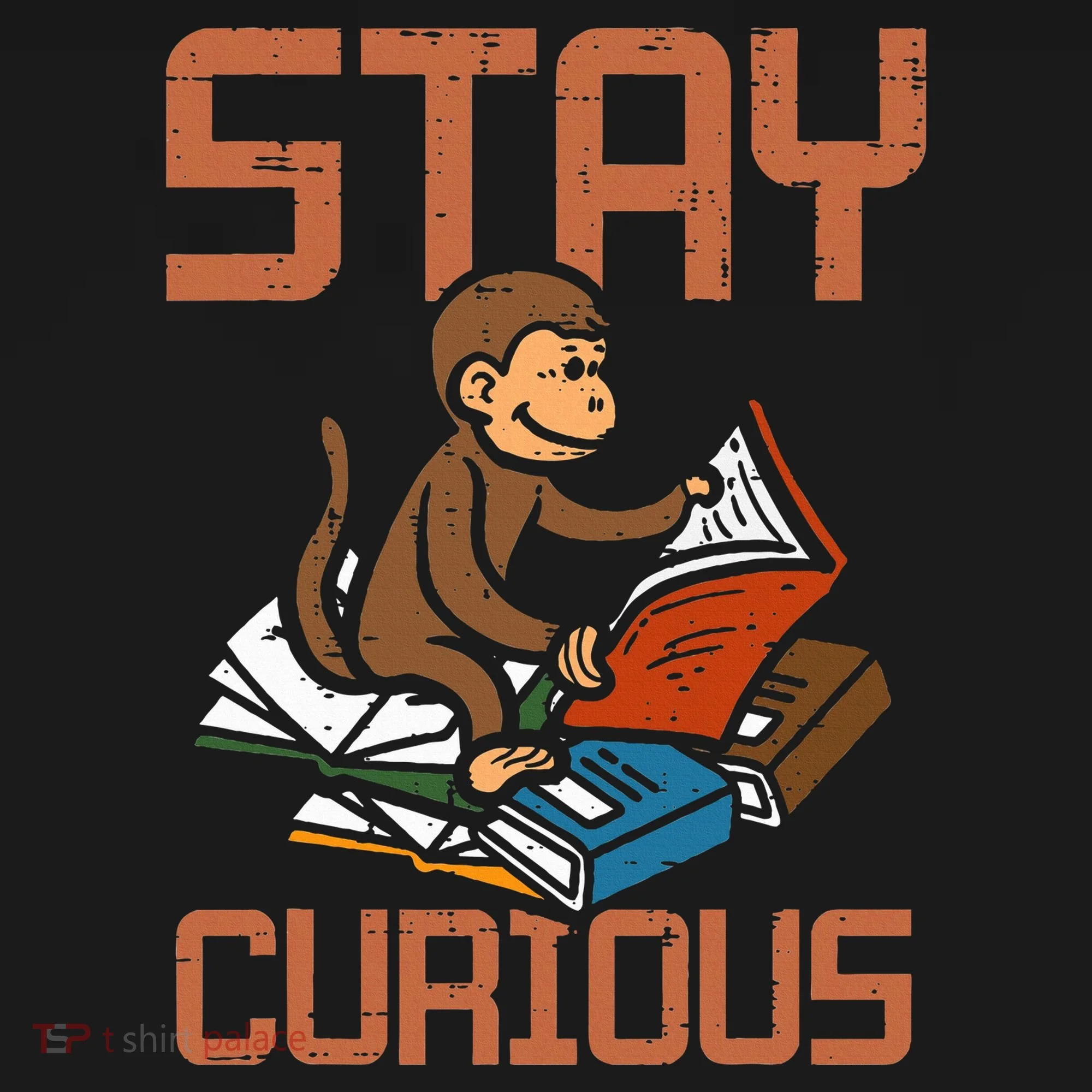 Stay Curious Monkey Reading Doggie Tank