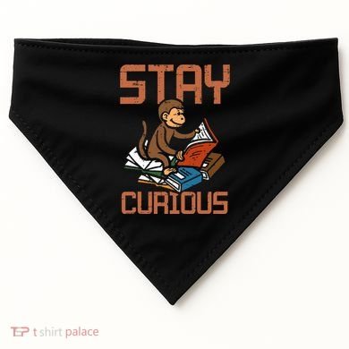Stay Curious Monkey Reading USA-Made Doggie Bandana