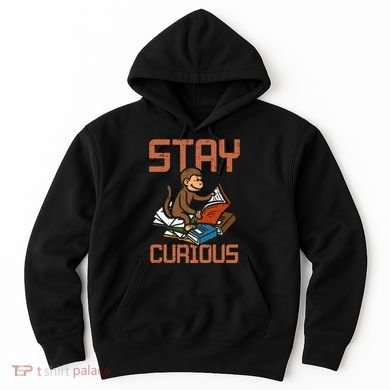 Stay Curious Monkey Reading Hoodie