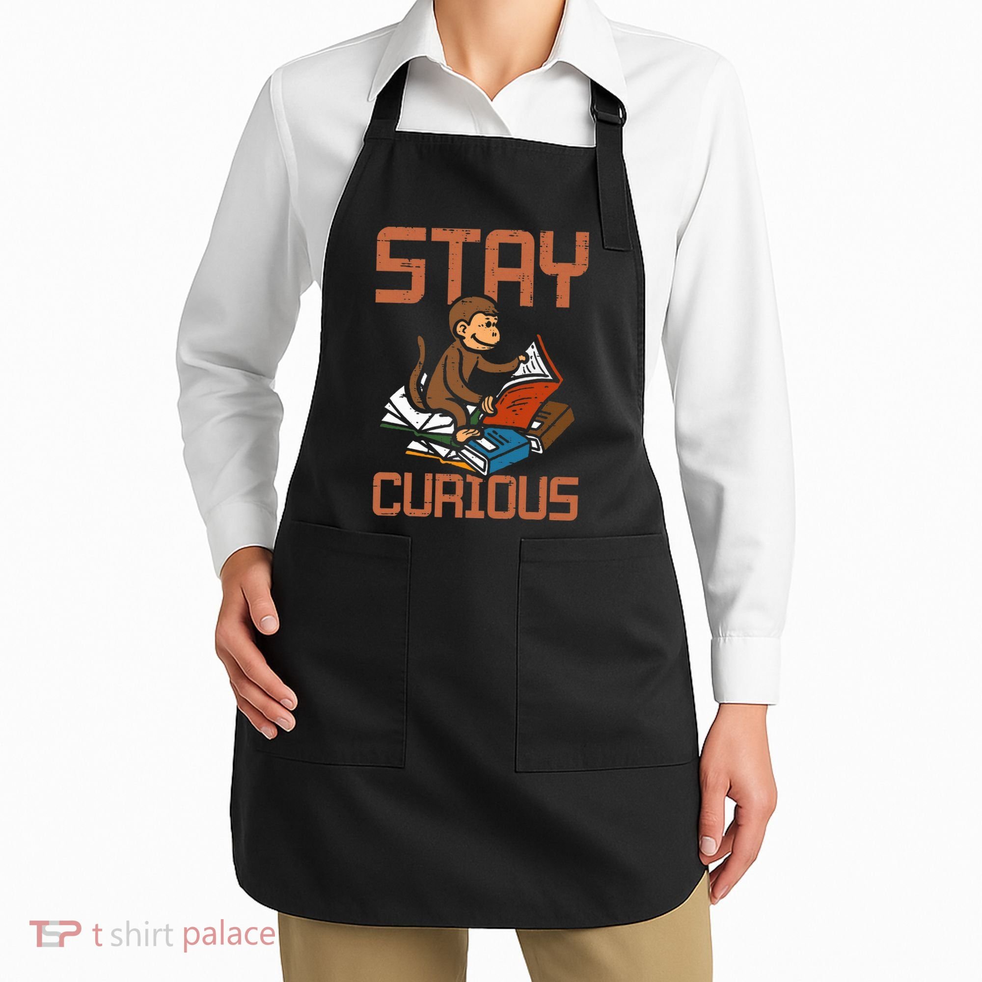 Stay Curious Monkey Reading Apron