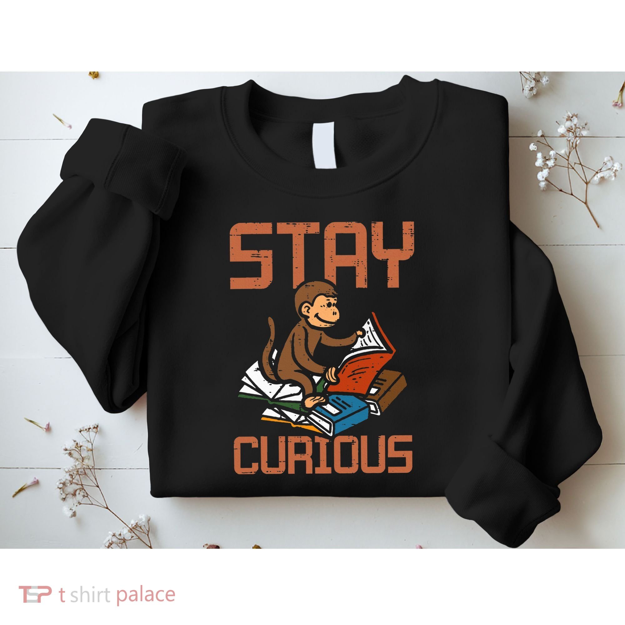 Stay Curious Monkey Reading Sweatshirt