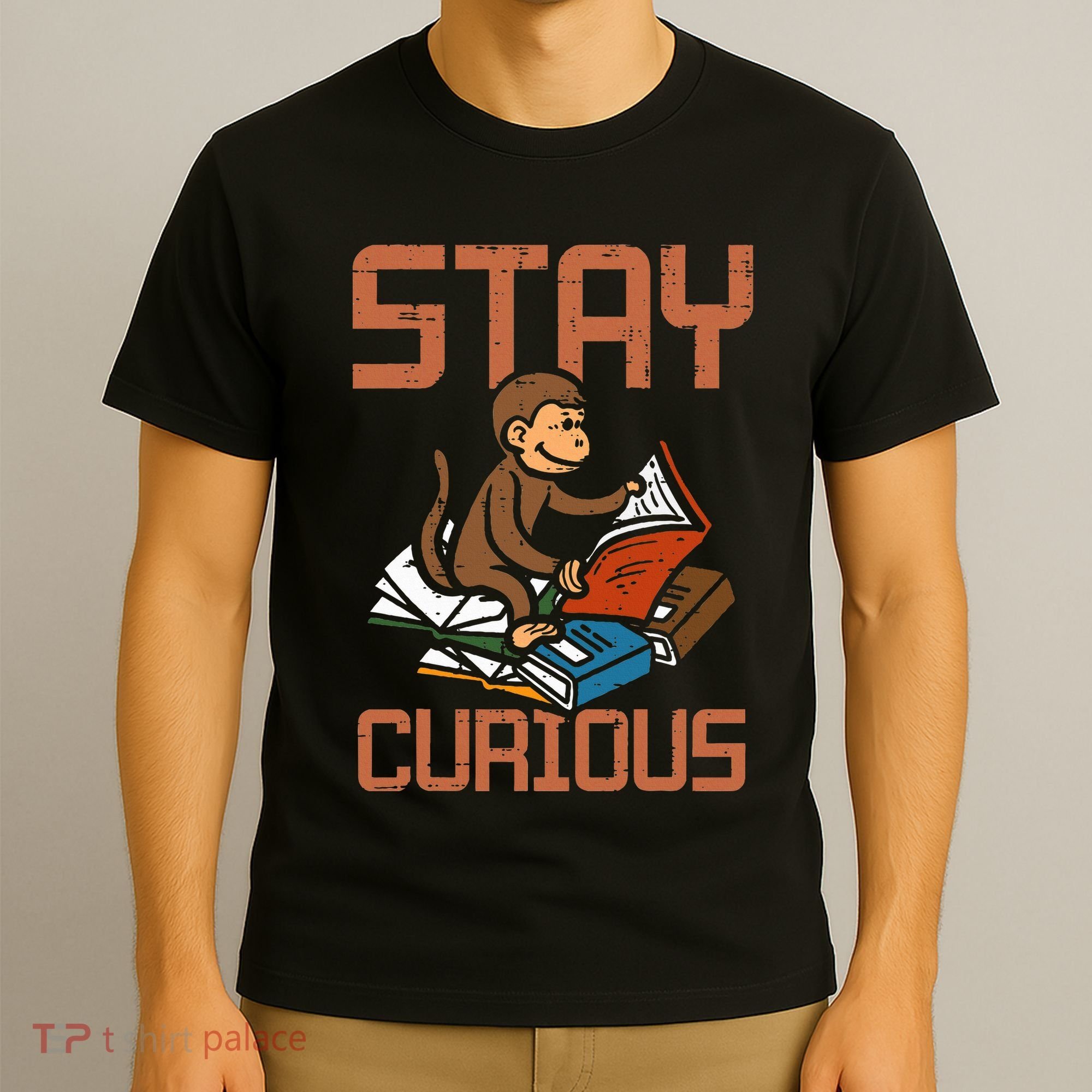 Stay Curious Monkey Reading T-Shirt