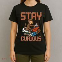 Stay Curious Monkey Reading T-Shirt thumb 4
