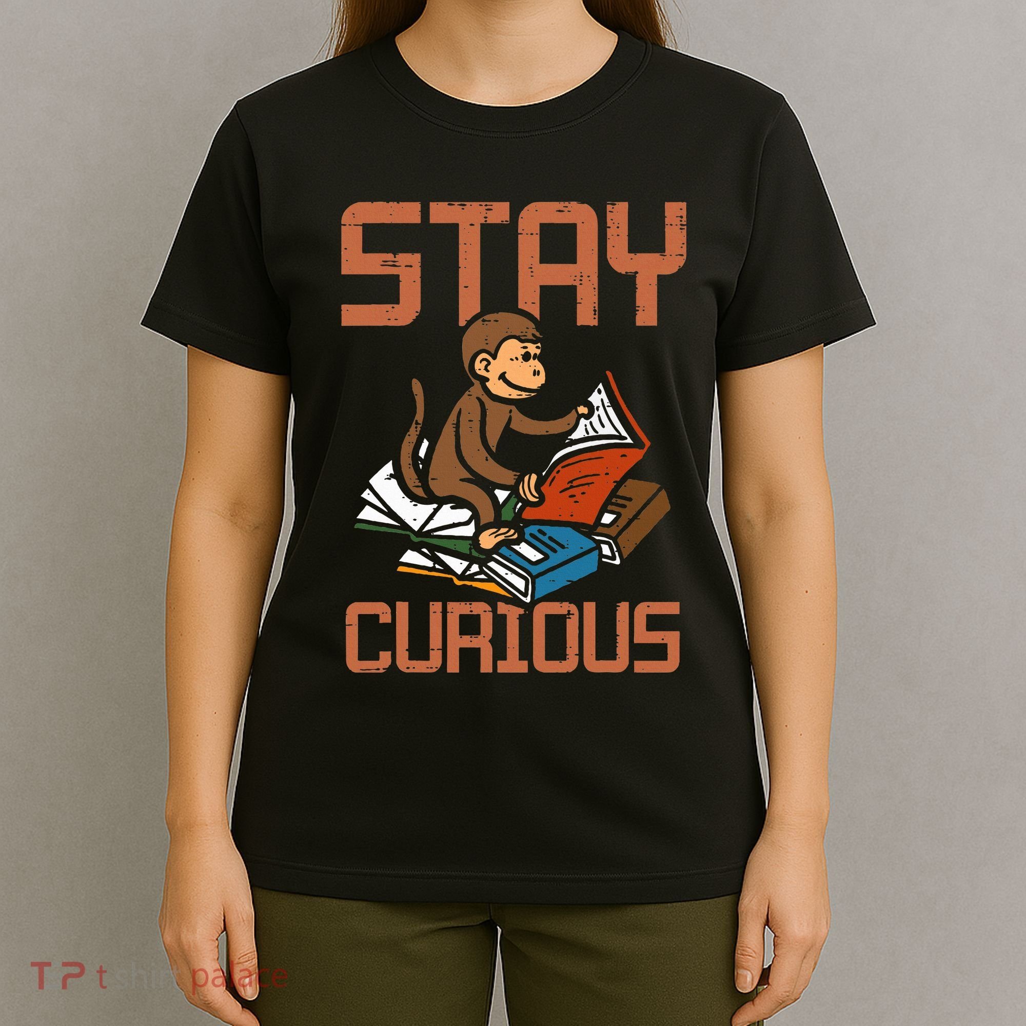 Stay Curious Monkey Reading T-Shirt