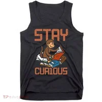 Stay Curious Monkey Reading Tank Top thumb 0