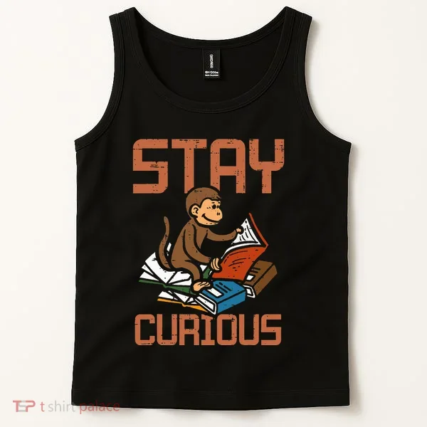 Stay Curious Monkey Reading Tank Top