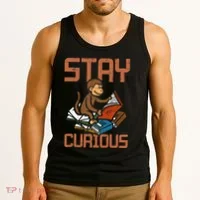 Stay Curious Monkey Reading Tank Top thumb 3
