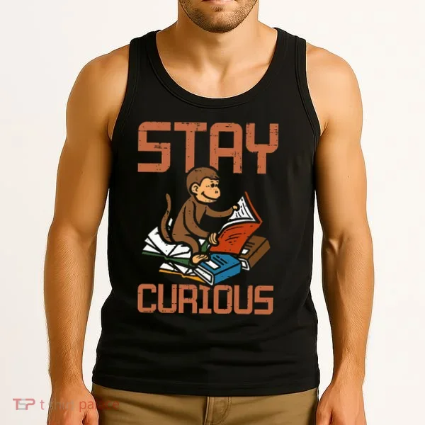 Stay Curious Monkey Reading Tank Top