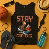 Stay Curious Monkey Reading Tank Top thumb 4