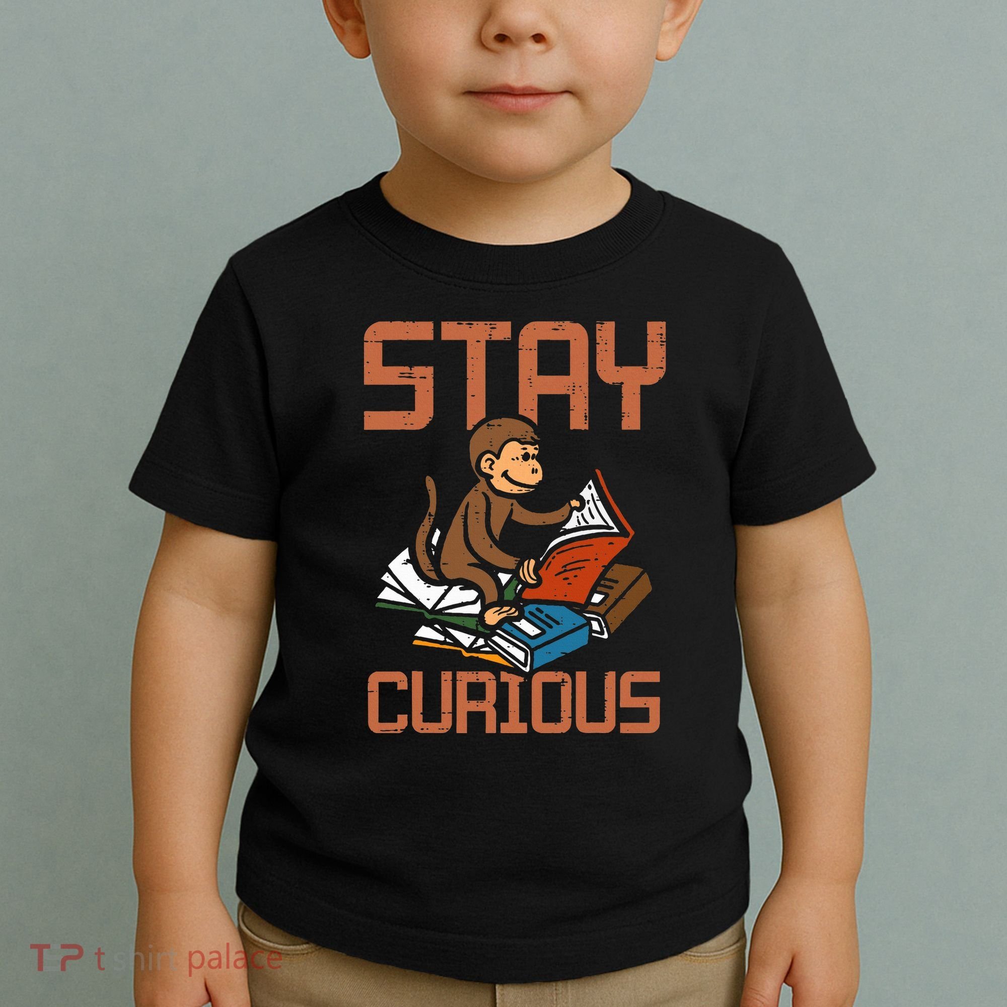 Stay Curious Monkey Reading Toddler T-Shirt