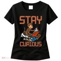 Stay Curious Monkey Reading Women's T-Shirt thumb 0