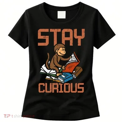 Stay Curious Monkey Reading Women's T-Shirt