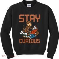 Stay Curious Monkey Reading Kids Sweatshirt thumb 0