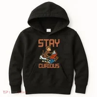 Stay Curious Monkey Reading Kids Hoodie thumb 0
