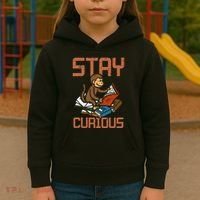 Stay Curious Monkey Reading Kids Hoodie thumb 3