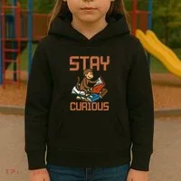 Stay Curious Monkey Reading Kids Hoodie thumb 3