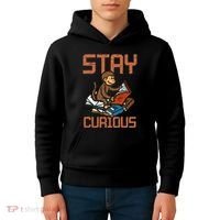 Stay Curious Monkey Reading Kids Hoodie thumb 4