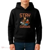 Stay Curious Monkey Reading Kids Hoodie thumb 4