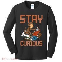Stay Curious Monkey Reading Kids Long Sleeve Shirt thumb 0