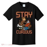 Stay Curious Monkey Reading Kids T-Shirt thumb 0