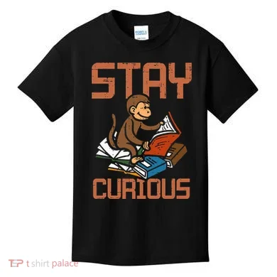 Stay Curious Monkey Reading Kids T-Shirt