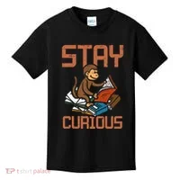 Stay Curious Monkey Reading Kids T-Shirt thumb 0