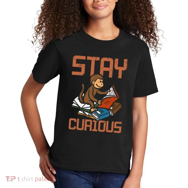 Stay Curious Monkey Reading Kids T-Shirt