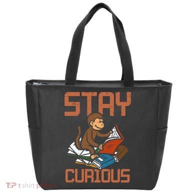 Stay Curious Monkey Reading Tote Bag