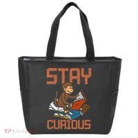 Stay Curious Monkey Reading Tote Bag thumb 0