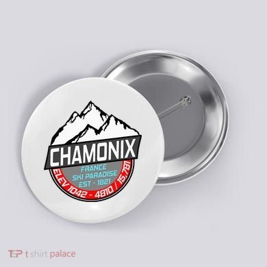 Ski Chamonix Mont Blanc France Skiing Paradise Button