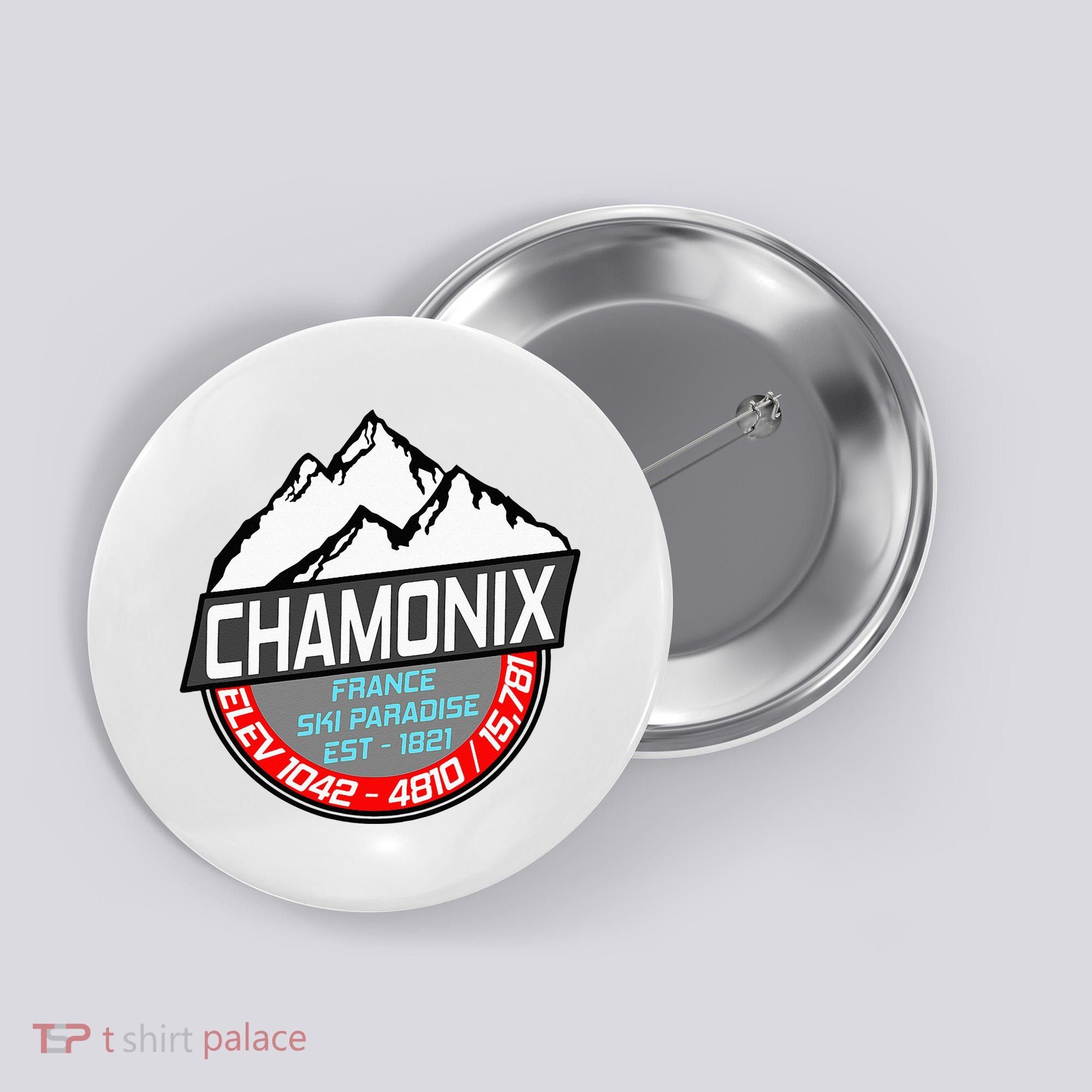 Ski Chamonix Mont Blanc France Skiing Paradise Button