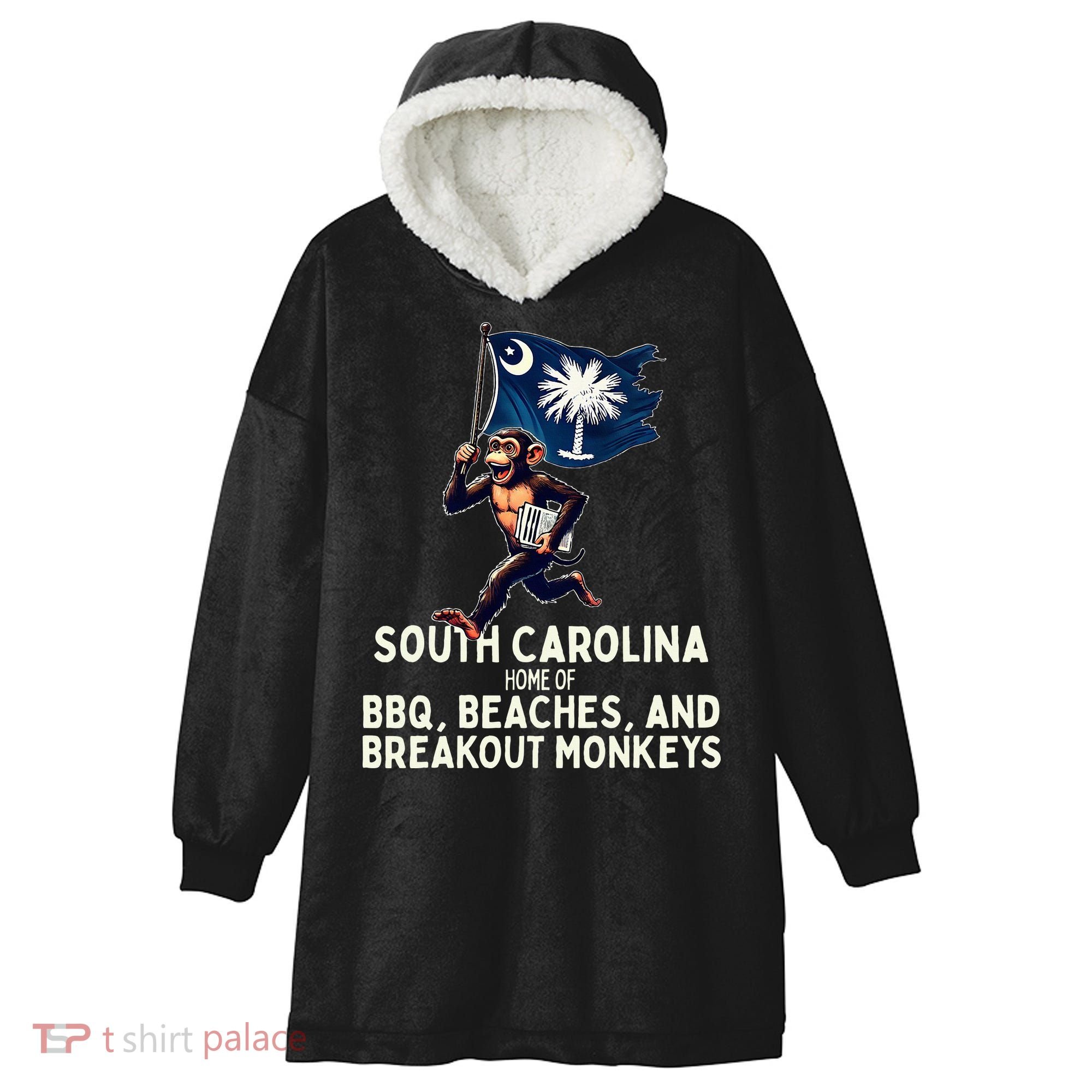 South Carolina Monkey Escape Funny Runaway Money Sc Hooded Wearable Blanket
