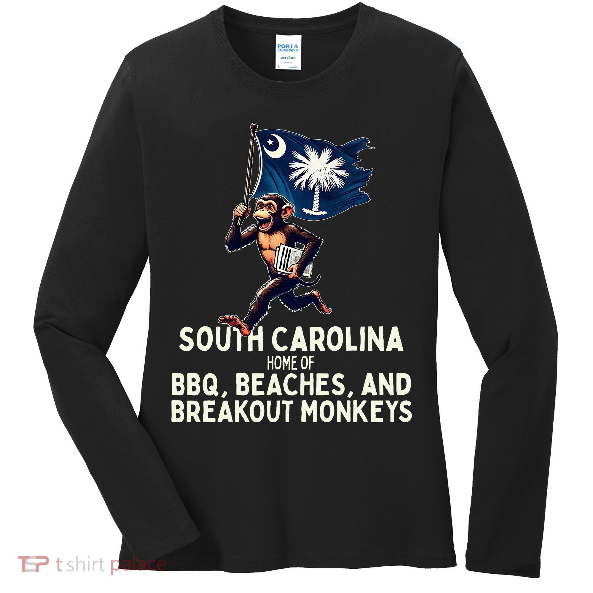 South Carolina Monkey Escape Funny Runaway Money Sc Women's Long Sleeve Shirt
