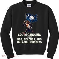 South Carolina Monkey Escape Funny Runaway Money Sc Kids Sweatshirt thumb 0