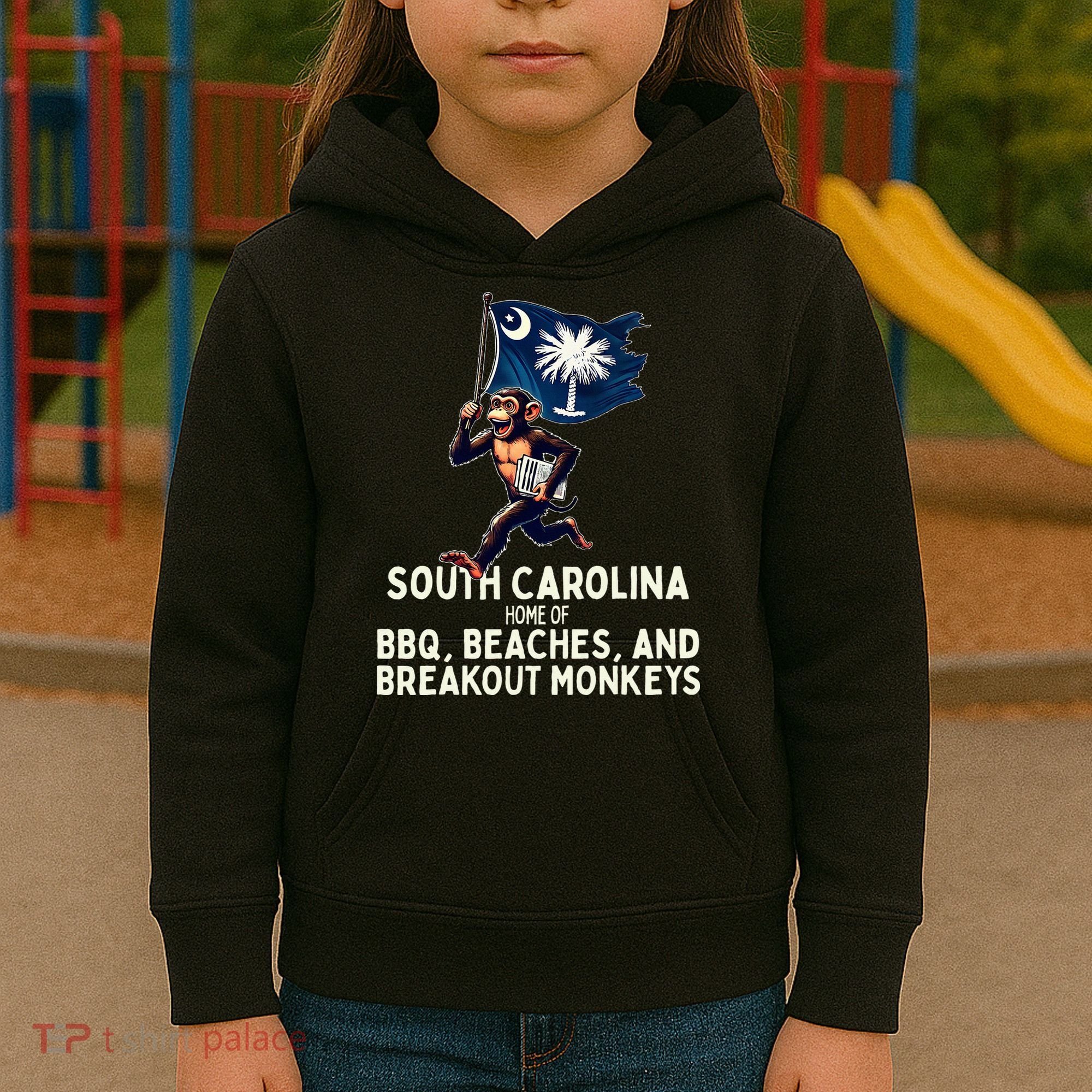 South Carolina Monkey Escape Funny Runaway Money Sc Kids Hoodie