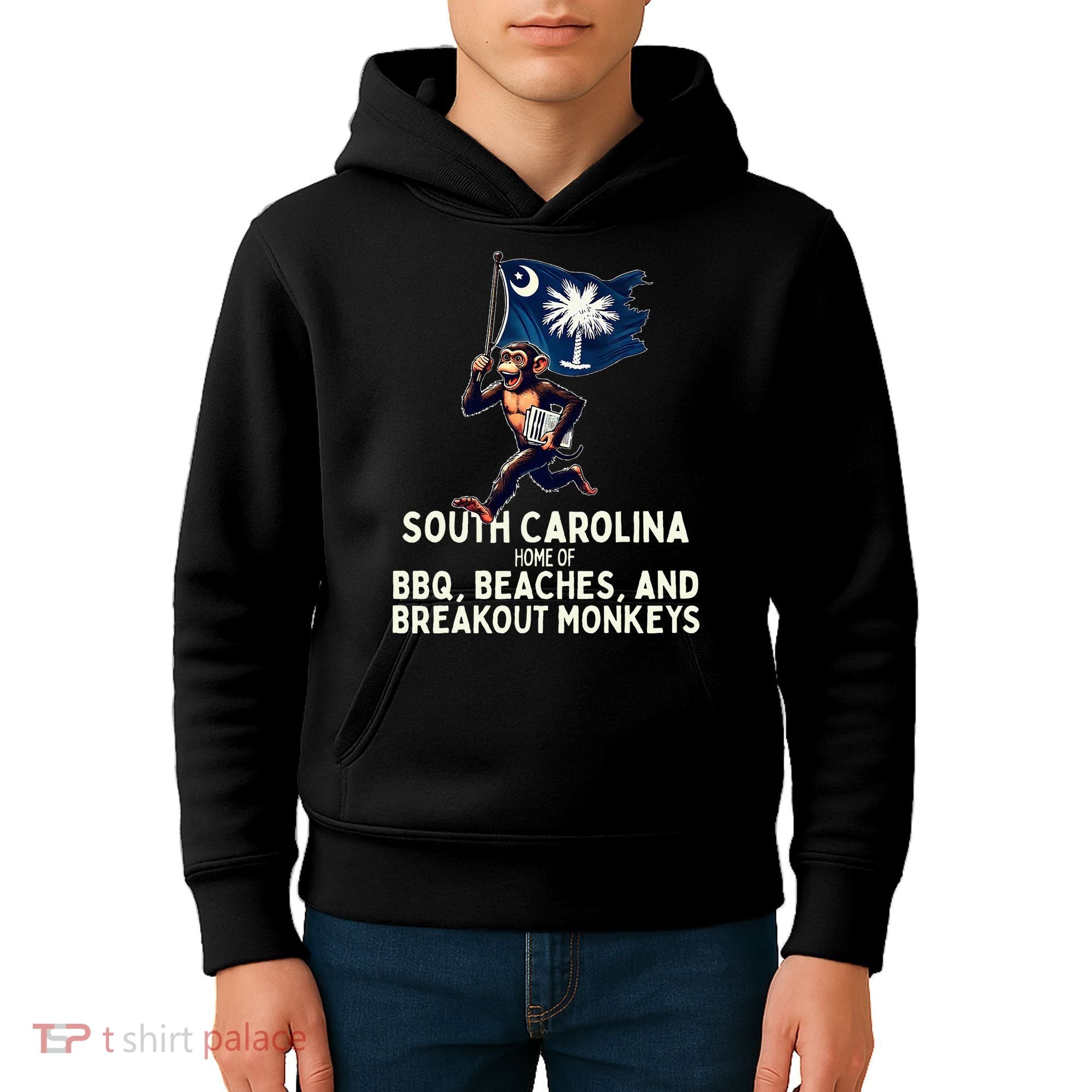 South Carolina Monkey Escape Funny Runaway Money Sc Kids Hoodie