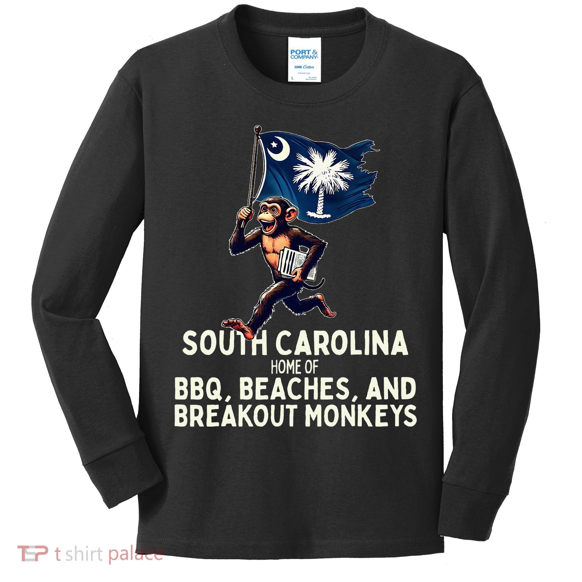 South Carolina Monkey Escape Funny Runaway Money Sc Kids Long Sleeve Shirt